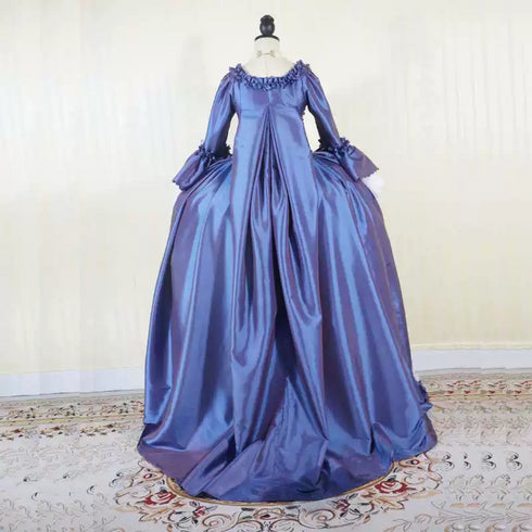 Royal Blue Rococo Marie Antoinette Dress with White Lace Accents - 18th Century Ball Gown - Plus Size